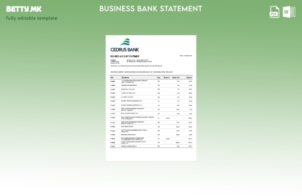 модерен стил на Cedrus Bank изјава за деловна фирма Шаблон Word и PDF формат ().